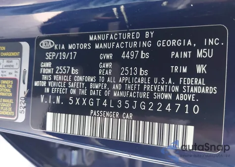 2018 Kia Optima S from USA, damaged, VIN 5XXGT4L35JG224710